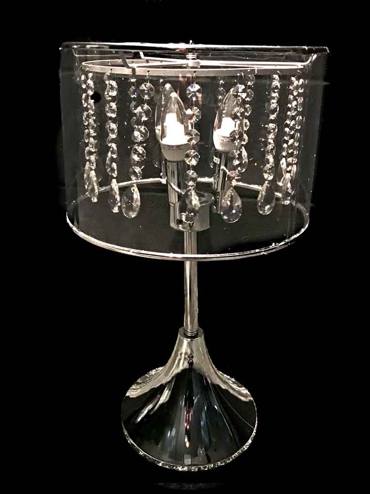 Clear 3 Light Crystal Table Lamp